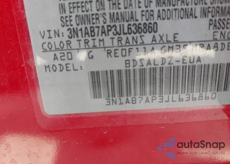 2018 Nissan Sentra Sv из США, поврежденный, VIN 3N1AB7AP3JL636860